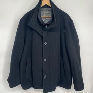 Johnston & Murphy Overcoat Men’s XXL Black Wool Outdoor Heavyweight
